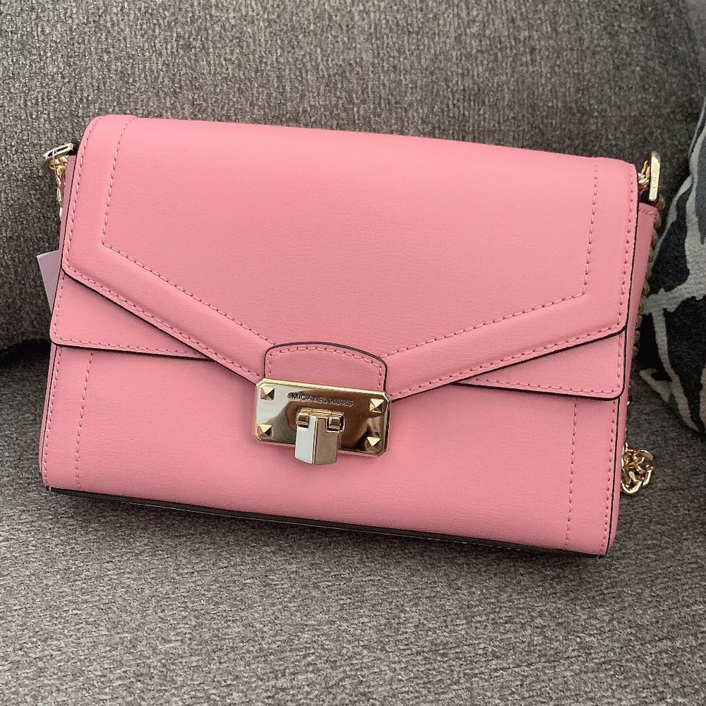 NWT Michael Kors Kinsley Medium Flap Shoulder Bag in Carnation